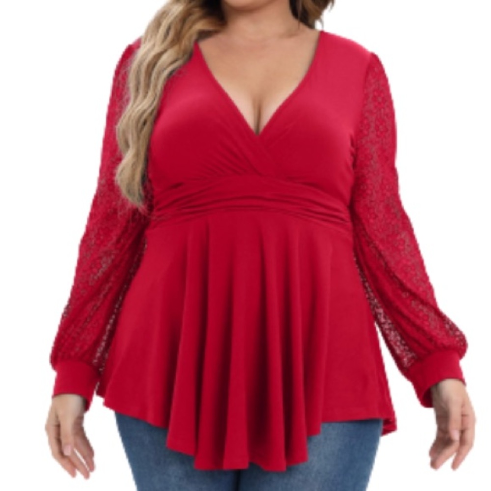 • NEW Allegrace Lace Sleeve Babydoll Top • - Picture 1 of 9